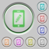 Smartphone memo push buttons - Smartphone memo color icons on sunk push buttons