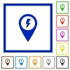 Fast approach GPS map location flat color icons in square frames on white background - Fast approach GPS map location flat framed icons