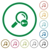 Secure search flat icons with outlines - Secure search flat color icons in round outlines on white background