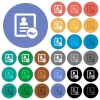 Share contact multi colored flat icons on round backgrounds. Included white, light and dark icon variations for hover and active status effects, and bonus shades on black backgounds. - Share contact round flat multi colored icons