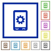 Mobile options outlined flat color icons flat framed icons - Mobile options outlined flat color icons flat color icons in square frames on white background