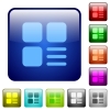 Component options icons in rounded square color glossy button set - Component options color square buttons