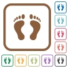 Human Footprints simple icons - Human Footprints simple icons in color rounded square frames on white background