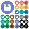 Save data multi colored flat icons on round backgrounds. Included white, light and dark icon variations for hover and active status effects, and bonus shades on black backgounds. - Save data round flat multi colored icons