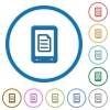 Mobile call list icons with shadows and outlines - Mobile call list flat color vector icons with shadows in round outlines on white background