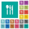 Restaurant square flat multi colored icons - Restaurant multi colored flat icons on plain square backgrounds. Included white and darker icon variations for hover or active effects.