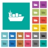 Sea transport square flat multi colored icons - Sea transport multi colored flat icons on plain square backgrounds. Included white and darker icon variations for hover or active effects.