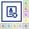 Cancel contact flat color icons in square frames on white background - Cancel contact flat framed icons
