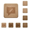 writing comment wooden buttons - writing comment on rounded square carved wooden button styles