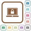 Locked laptop simple icons - Locked laptop simple icons in color rounded square frames on white background