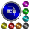 AI file format luminous coin-like round color buttons - AI file format icons on round luminous coin-like color steel buttons