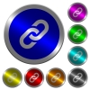 Link luminous coin-like round color buttons - Link icons on round luminous coin-like color steel buttons