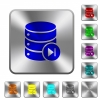 Database macro next rounded square steel buttons - Database macro next engraved icons on rounded square glossy steel buttons