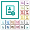 Delete contact flat color icons with quadrant frames on white background - Delete contact flat color icons with quadrant frames