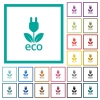 Eco energy flat color icons with quadrant frames - Eco energy flat color icons with quadrant frames on white background