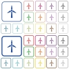 Wind turbine color flat icons in rounded square frames. Thin and thick versions included. - Wind turbine outlined flat color icons