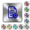 Copy document engraved icons on rounded square glossy steel buttons - Copy document rounded square steel buttons