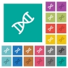 DNA molecule square flat multi colored icons - DNA molecule multi colored flat icons on plain square backgrounds. Included white and darker icon variations for hover or active effects.