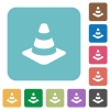 Traffic cone white flat icons on color rounded square backgrounds - Traffic cone rounded square flat icons