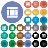 Three columned web layout round flat multi colored icons - Three columned web layout multi colored flat icons on round backgrounds. Included white, light and dark icon variations for hover and active status effects, and bonus shades on black backgounds.