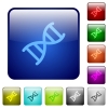 DNA molecule color square buttons - DNA molecule icons in rounded square color glossy button set