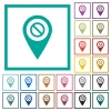 Disabled GPS map location flat color icons with quadrant frames - Disabled GPS map location flat color icons with quadrant frames on white background