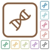 DNA molecule simple icons in color rounded square frames on white background - DNA molecule simple icons