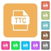 TTC file format flat icons on rounded square vivid color backgrounds. - TTC file format rounded square flat icons