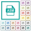 ASM file format flat color icons with quadrant frames - ASM file format flat color icons with quadrant frames on white background