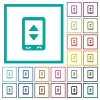 Mobile adjust settings flat color icons with quadrant frames - Mobile adjust settings flat color icons with quadrant frames on white background