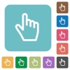 Hand cursor white flat icons on color rounded square backgrounds - Hand cursor rounded square flat icons