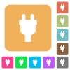 Power connector rounded square flat icons - Power connector flat icons on rounded square vivid color backgrounds.