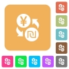 Yen new Shekel money exchange flat icons on rounded square vivid color backgrounds. - Yen new Shekel money exchange rounded square flat icons