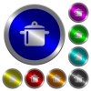 Cooking icons on round luminous coin-like color steel buttons - Cooking luminous coin-like round color buttons