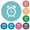 Alarm clock flat white icons on round color backgrounds - Alarm clock flat round icons