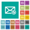 Blocked mail square flat multi colored icons - Blocked mail multi colored flat icons on plain square backgrounds. Included white and darker icon variations for hover or active effects.