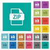 ZIP file format multi colored flat icons on plain square backgrounds. Included white and darker icon variations for hover or active effects. - ZIP file format square flat multi colored icons