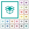 Open box flat color icons with quadrant frames - Open box flat color icons with quadrant frames on white background