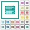 Rack servers flat color icons with quadrant frames - Rack servers flat color icons with quadrant frames on white background