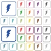 Lightning energy outlined flat color icons - Lightning energy color flat icons in rounded square frames. Thin and thick versions included.