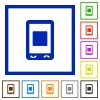 Mobile media stop flat framed icons - Mobile media stop flat color icons in square frames on white background