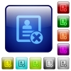 Cancel contact icons in rounded square color glossy button set - Cancel contact color square buttons