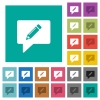 writing comment square flat multi colored icons - writing comment multi colored flat icons on plain square backgrounds. Included white and darker icon variations for hover or active effects.