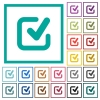 Checkmark flat color icons with quadrant frames on white background - Checkmark flat color icons with quadrant frames