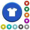 T-shirt beveled buttons - T-shirt round color beveled buttons with smooth surfaces and flat white icons