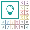 Light bulb flat color icons with quadrant frames on white background - Light bulb flat color icons with quadrant frames