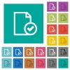 Document accepted multi colored flat icons on plain square backgrounds. Included white and darker icon variations for hover or active effects. - Document accepted square flat multi colored icons