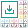 Download symbol flat color icons with quadrant frames on white background - Download symbol flat color icons with quadrant frames