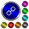 Link icons on round luminous coin-like color steel buttons - Link luminous coin-like round color buttons