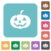 Halloween pumpkin white flat icons on color rounded square backgrounds - Halloween pumpkin rounded square flat icons